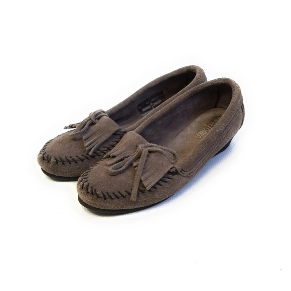 MINNETONKA Gray Suede Moccasin Loafers Flats 8.5 - Picture 7 of 8